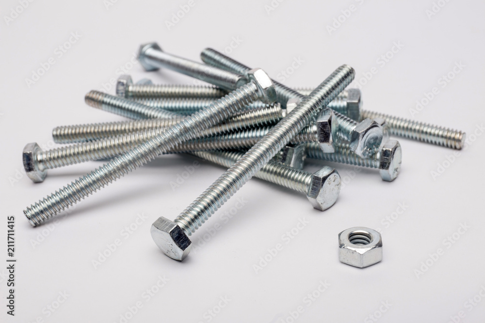 Bolt and nuts on a white background Bolt and nuts on a white background