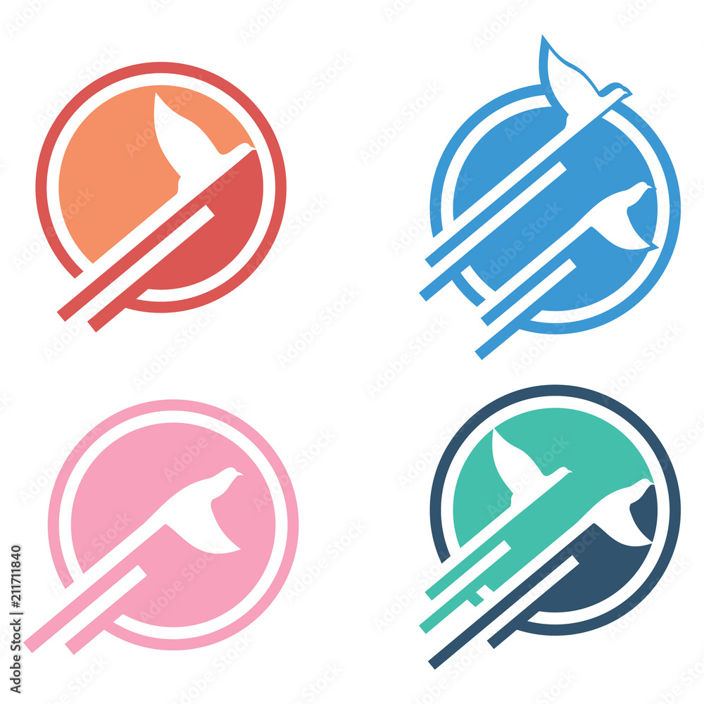 Flying Dove Pigeon in Circle Logo Symbol Flying Dove Pigeon in Circle Logo Symbol