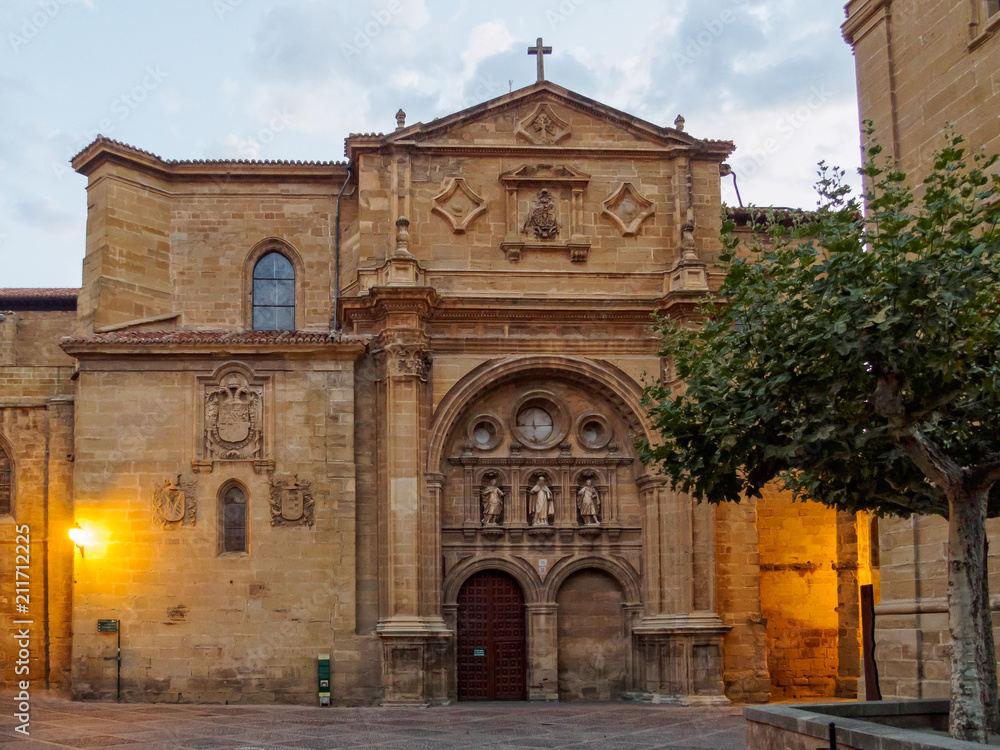Facade of the Cathedral at dawn - Santo Domingo de la Calzada, La Rioja, Spain