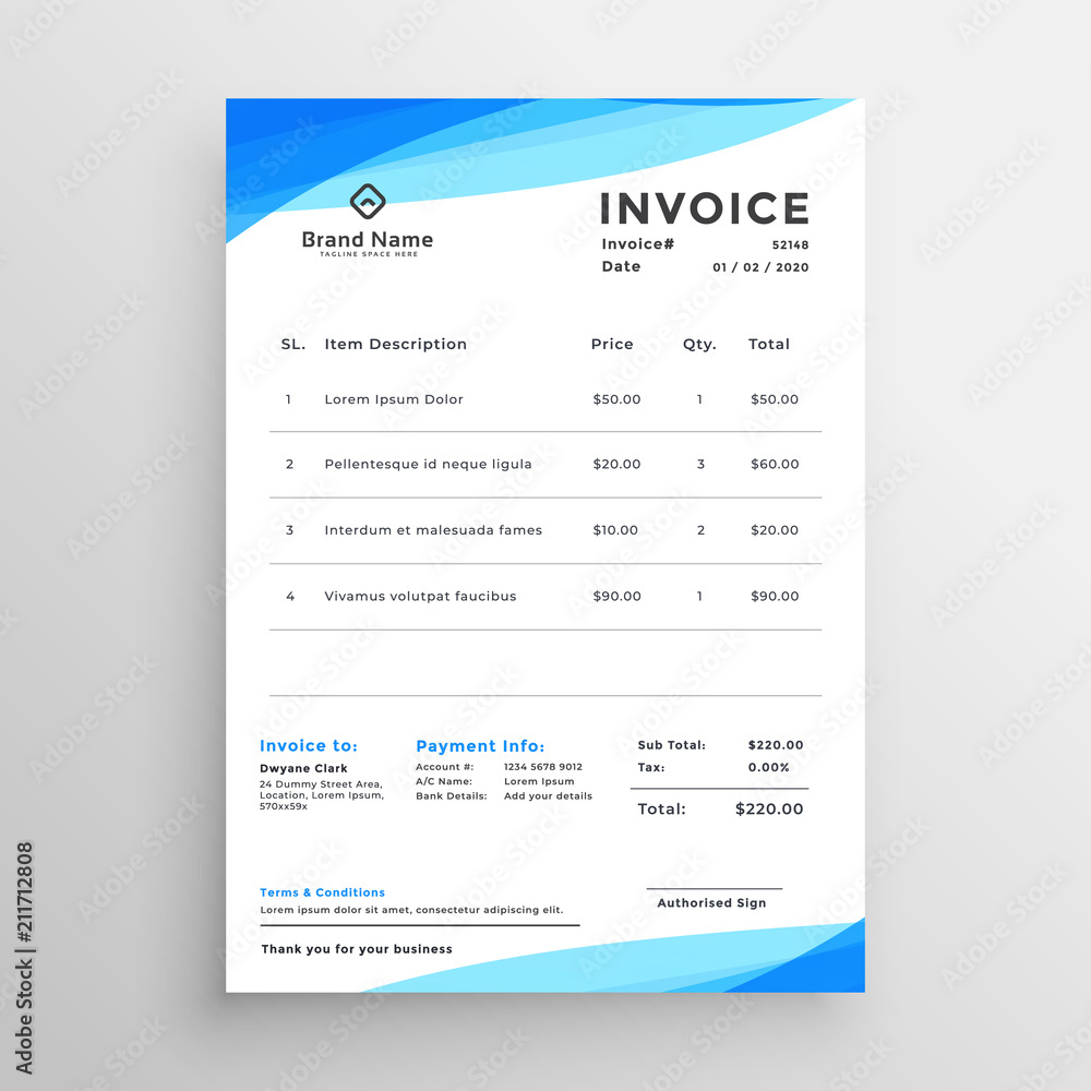 elegant blue minimal style invoice template elegant blue minimal style invoice template