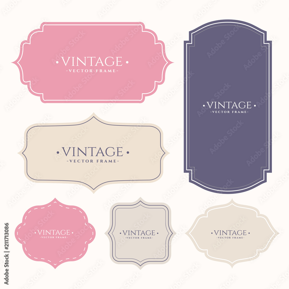 set of vintage frame labels