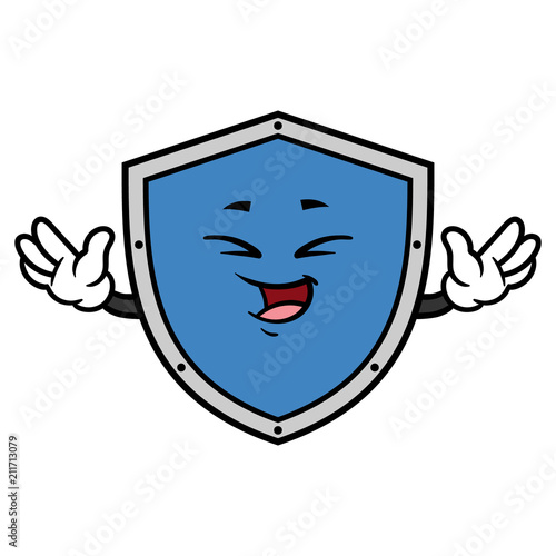 Cartoon Laughing Shield Character