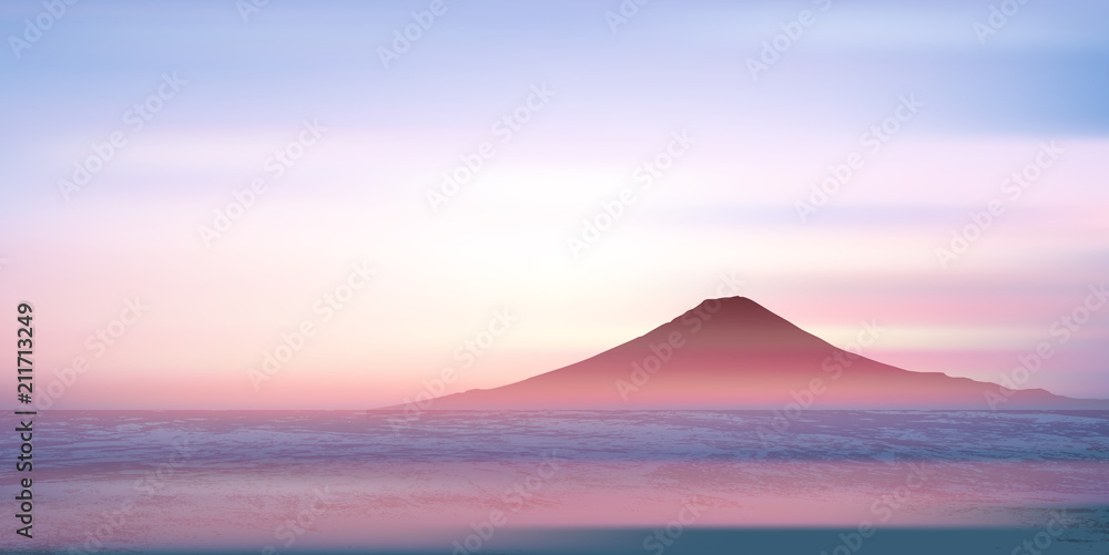 富士山　海　風景　背景 