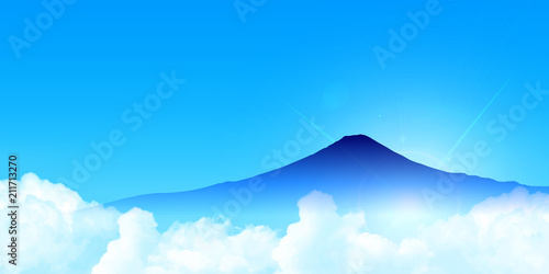 富士山　夏　空　背景