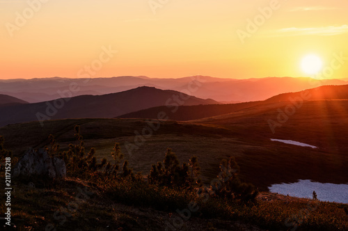 mountain sky sun clouds sunset