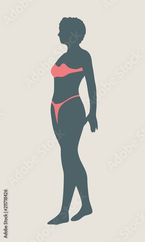 Beautiful sexy fitness girl wearing swimsuit. Pretty fit woman posing.