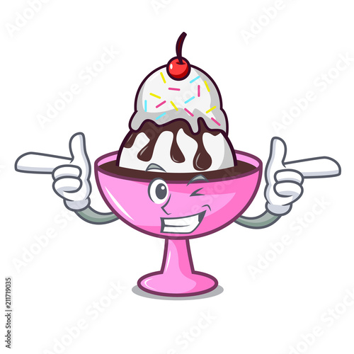 Wink ice cream sundae character cartoon