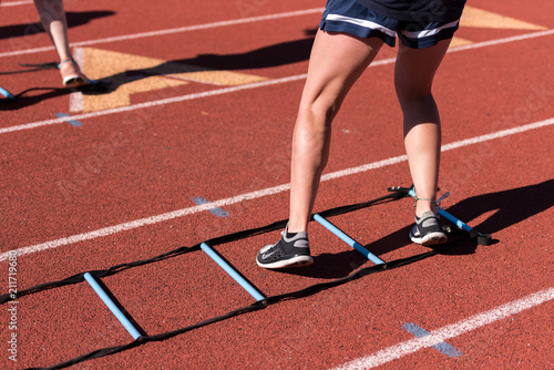 Ladder Agility Drills on Running Track