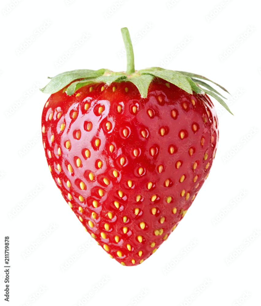 single ripe strawberry fruit isolated on whtie backgorund single ripe strawberry fruit isolated on whtie backgorund
