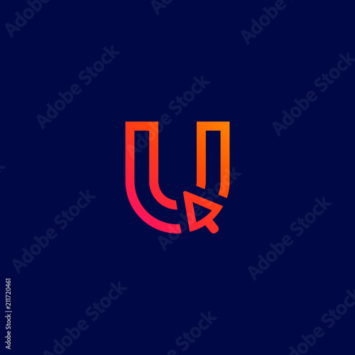 Minimal letter U logo template shape. Corporate branding identity with line logo elements vector graphic. Type Character Symbol Monogram Logotype design