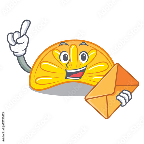 With envelope orange jelly candy character cartoon