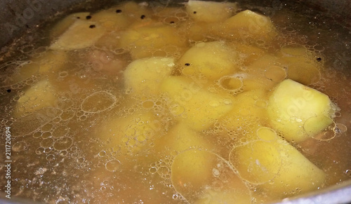 Boiling potatoes we make soup photo