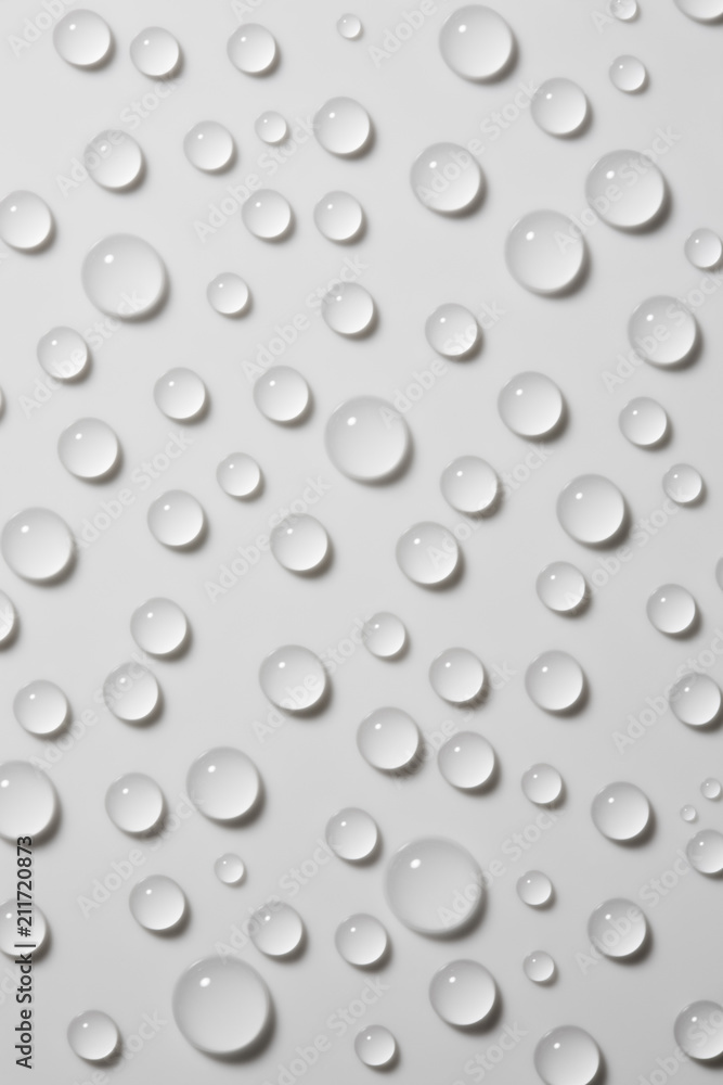 Water drops on white background