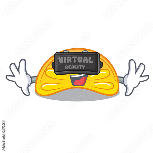 Virtual reality orange jelly candy mascot cartoon