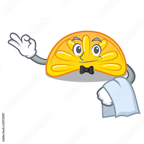 Waiter orange jelly candy mascot cartoon