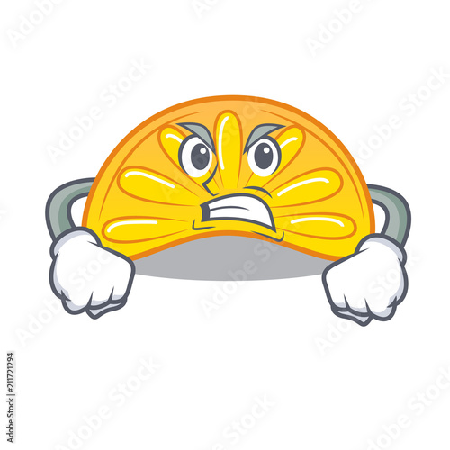 Photo Angry orange jelly candy mascot cartoon