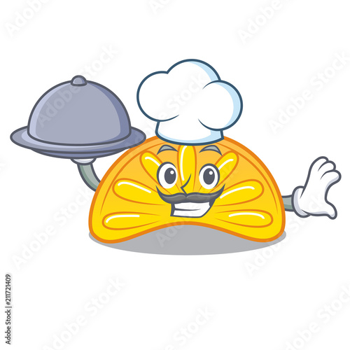 Chef with food orange jelly candy mascot cartoon