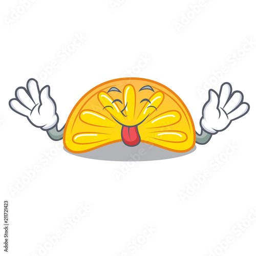 Tongue out orange jelly candy mascot cartoon