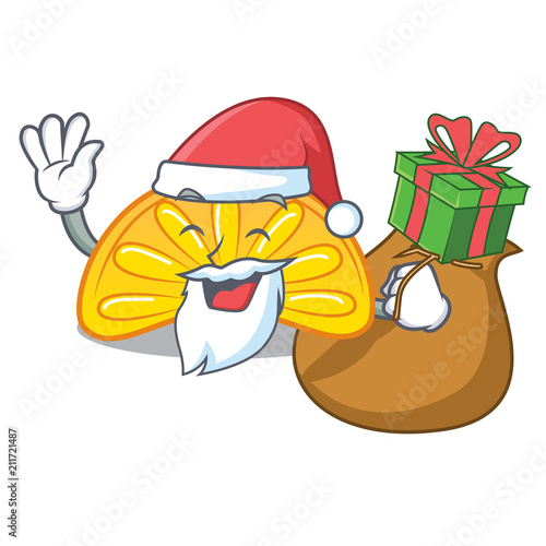 Santa with gift orange jelly candy mascot cartoon