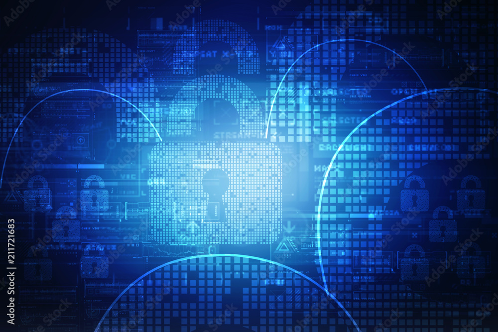 2d illustration Safety concept: Closed Padlock on digital background 2d illustration Safety concept: Closed Padlock on digital background