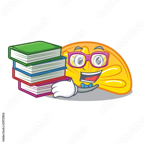 Student with book orange jelly candy mascot cartoon