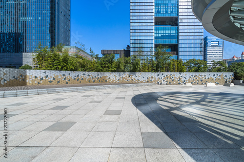 modern buildings and empty pavement in china.