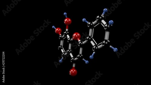 Dihydroxyflavone molecule. Molecular structure of dihydroxyflavone. Treatment to reverse lead damage in the brain. Alpha channel.
 photo