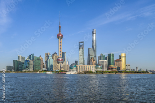 Shanghai skyline in sunny day  China.
