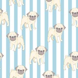 Vector seamless pattern with cute cartoon dog puppies. Can be used as a background, wallpaper, fabric and for other design.French Bulldog pattern