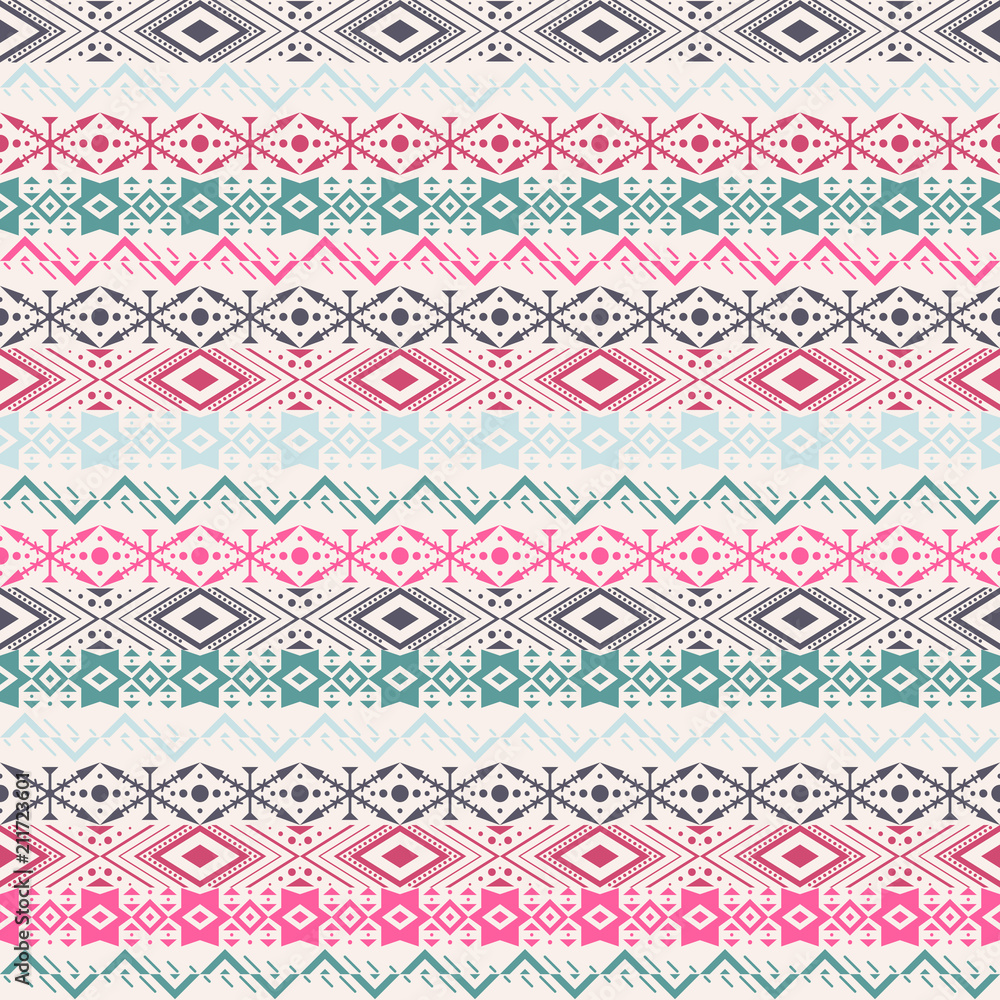 Ethnic traditional seamless pattern in tribal style.