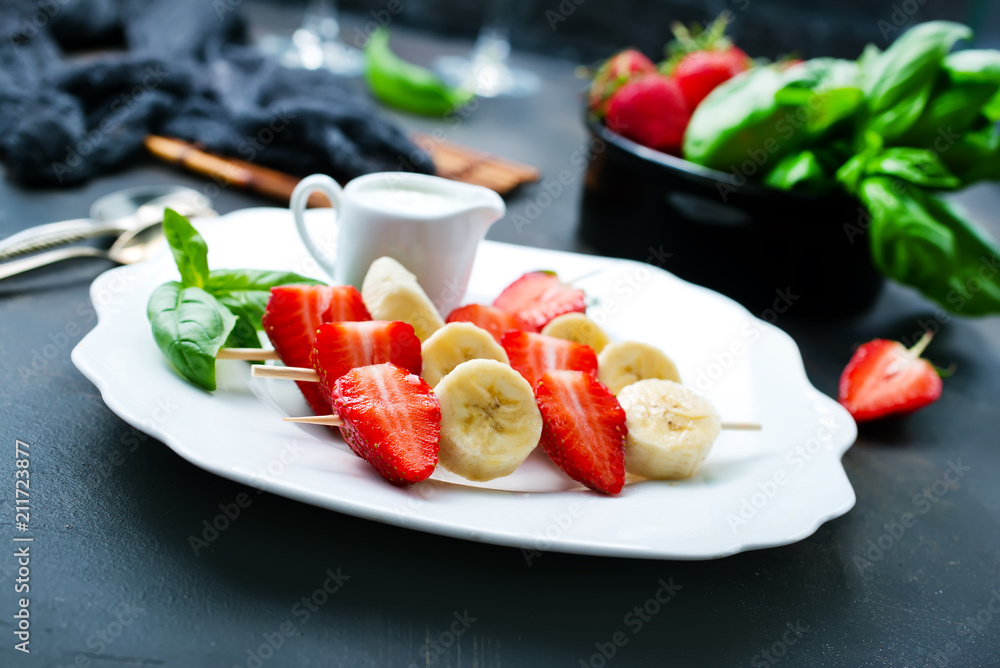 banana with strawberry banana with strawberry