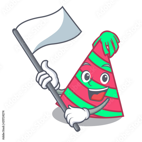 With flag party hat mascot cartoon photo