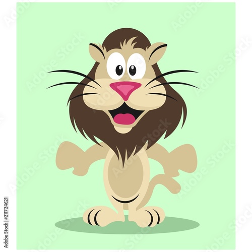 Fototapeta Naklejka Na Ścianę i Meble -  friendly cheerful lion mascot cartoon character
