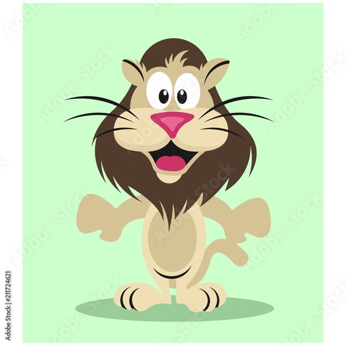 friendly cheerful lion mascot cartoon character