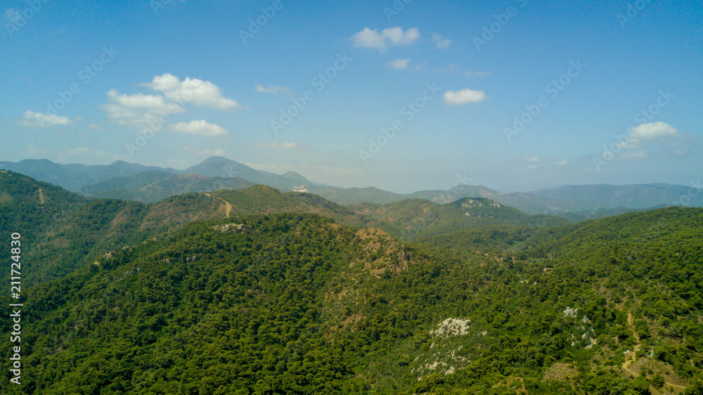 aerial photo of mountains in sunny day, Turkey, Marmaris