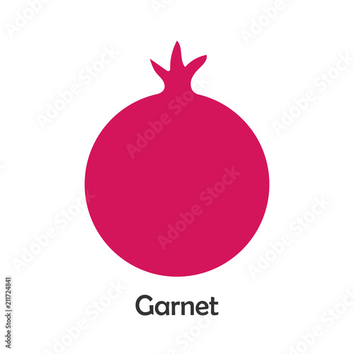 Garnet in cartoon style, card with fruit for kid, preschool activity for children, vector illustration