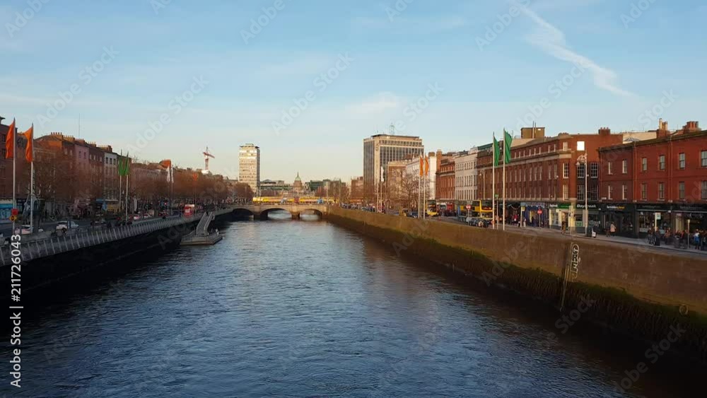 Beautiful River Liffey in Dublin at sunset Beautiful River Liffey in Dublin at sunset