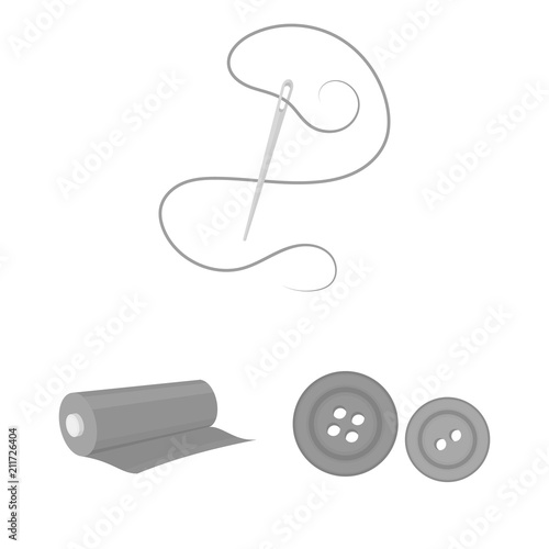 Atelier and sewing monochrome icons in set collection for design. Equipment and tools for sewing vector symbol stock web illustration.