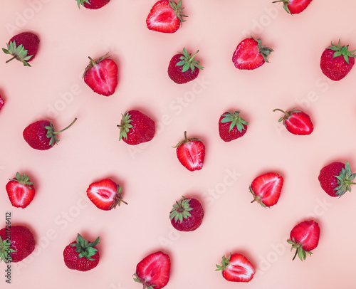 Strawberries pattern on the bright background.