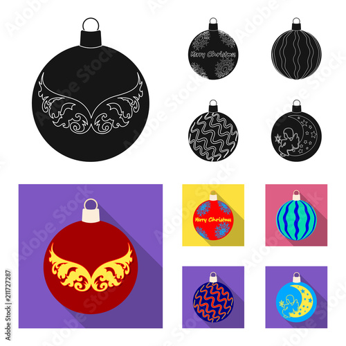 New Year Toys black, flat icons in set collection for design.Christmas balls for a treevector symbol stock web illustration. photo