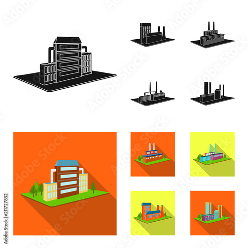 Processing factory,metallurgical plant. Factory and industry set collection icons in black,flat style isometric vector symbol stock illustration web.
