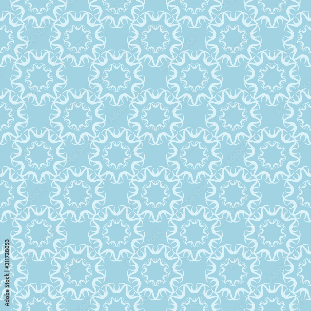 White floral seamless pattern on blue background White floral seamless pattern on blue background