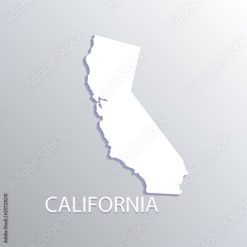 California state flat white map vector logo
