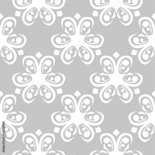 White floral seamless pattern on gray background © Liudmyla