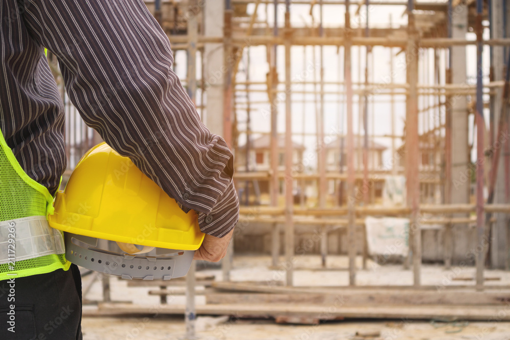 Fototapeta premium professional engineer worker at the house building construction site