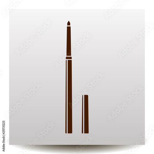 eyeliner vector icon on a realistic paper background with shadow
