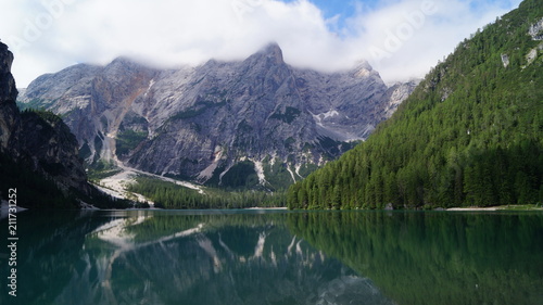 The most beautiful Lake Bryes in the Dolomitic Alps of Italy