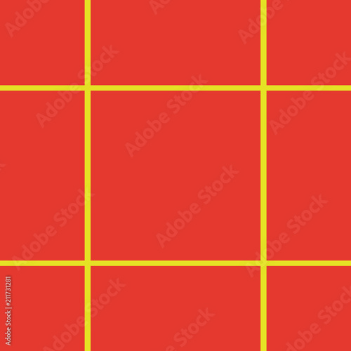 Pattern in cell, grid. Seamless background. Bright orange and yellow. For printing on fabric, paper, wrapper. Vector illustration