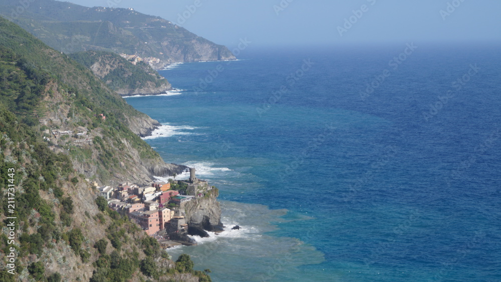 Top view of one of the five cities of Cinque Terre on the Italian coast