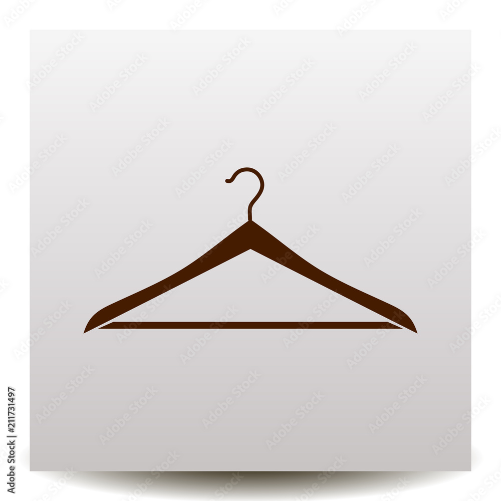 hanger vector icon on a realistic paper background with shadow. Flat design style hanger vector icon on a realistic paper background with shadow. Flat design style